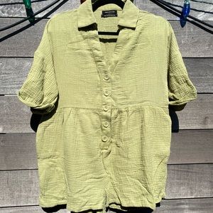 Urban Outfitters Button Front Romper in Green